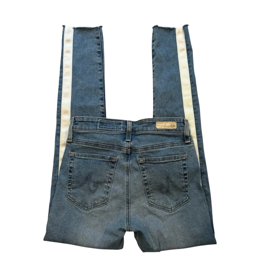 AG Adriano Goldschmied Jeans Farrah Skinny Ankle Striped Raw Hem, Sz 26 - Image 6