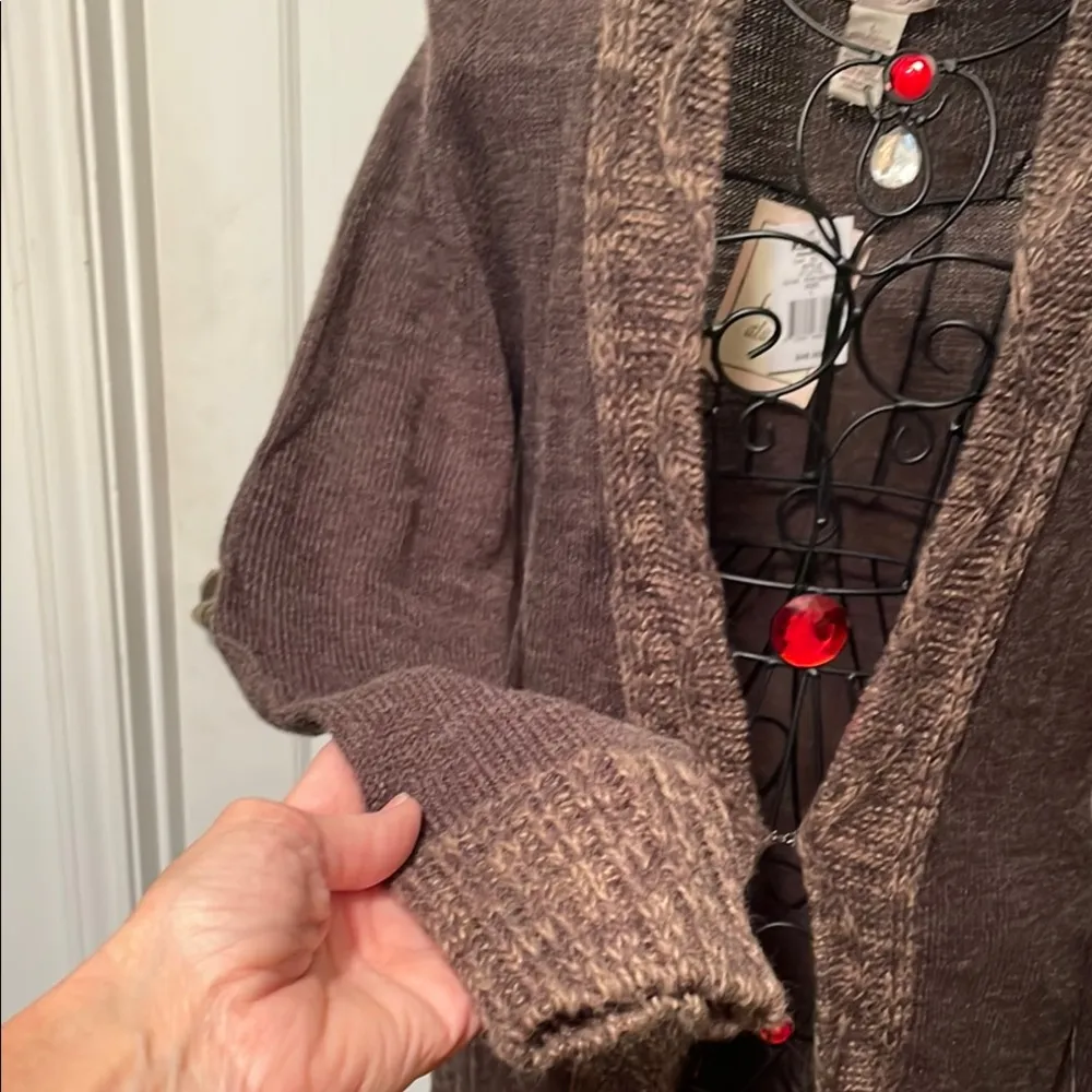 💰💰💰BOGOHO 💰💰💰Brown Cardigan Sweater with Shawl Collar and Open Front Brown Size L - Image 5