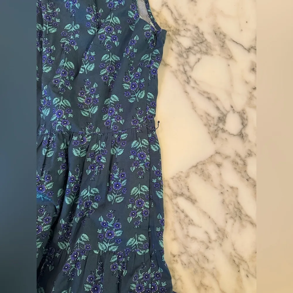 NWT J.Crew Factory Printed mockneck tiered midi dress no string belt & fix loop Blue Size 4 - Image 13