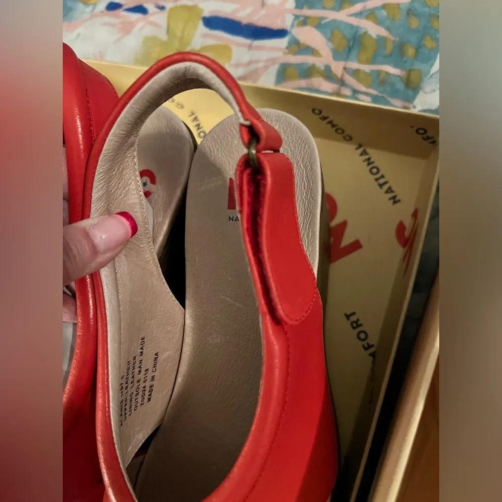 NATIONAL COMFORT 7.5 Alanis Red Slingback Sandals NIB Brown - Image 10