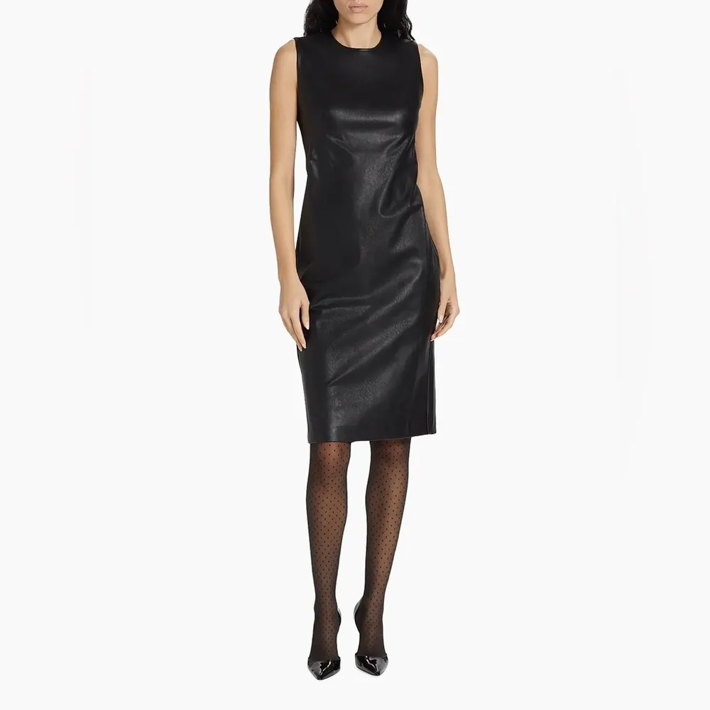 SPANX Black Faux Leather Sheath Dress 
Size M original Price $228 - Image 2