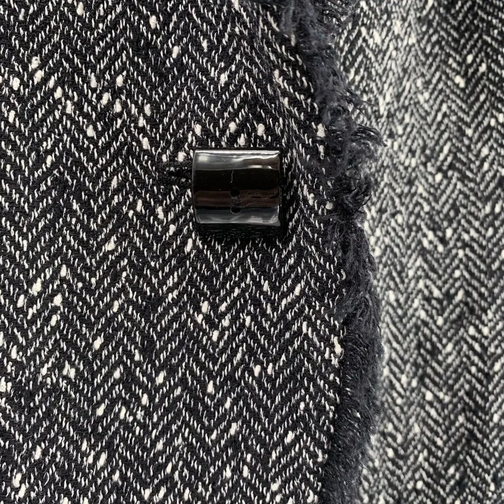 Doncaster Black & White Tweed Fringe Wool Blend Blazer Size 6 Career Jacket - Image 4