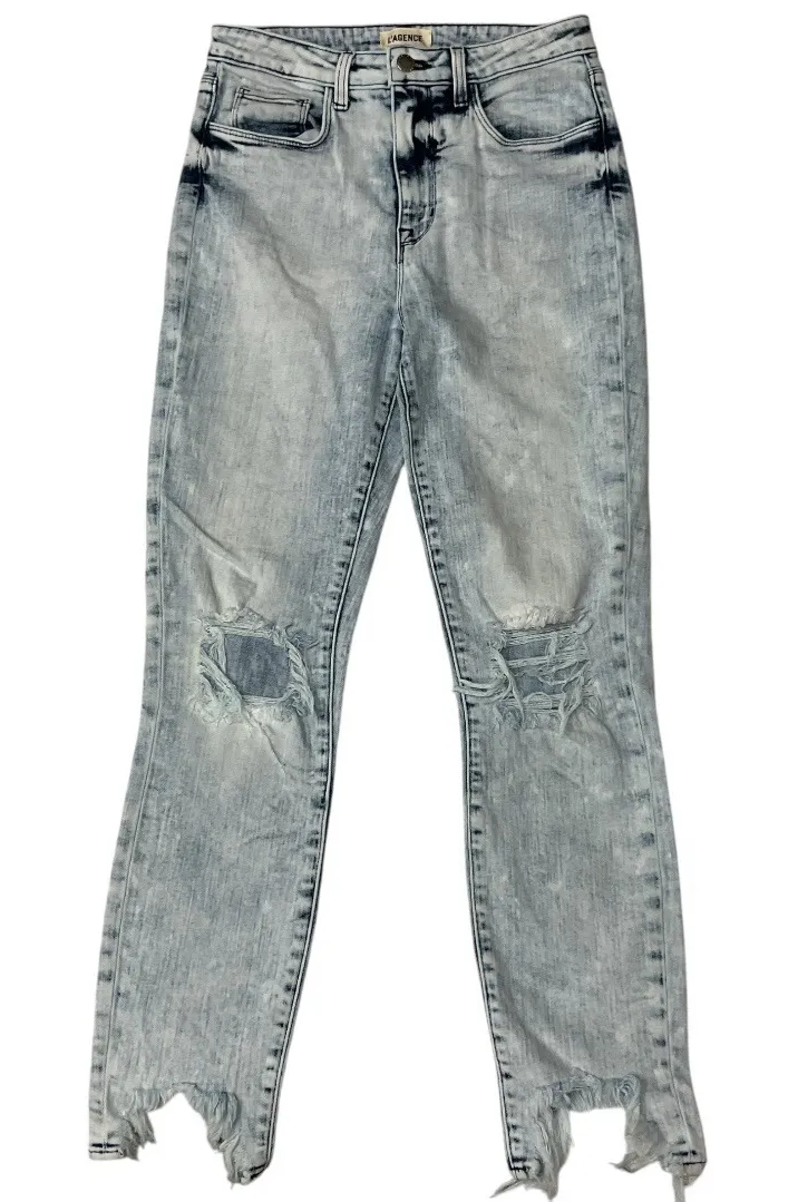 L'agence Women's Distressed Skinny Jean Size 27 Acid Wash Denim High Rise - Image 1