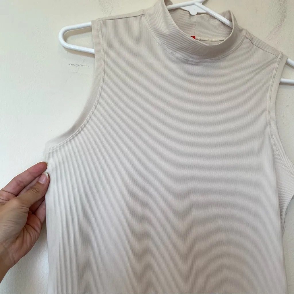 SPANX Suit Yourself Ribbed Mock Neck Sleeveless Bodysuit Parchment Beige Sz XL - Image 7