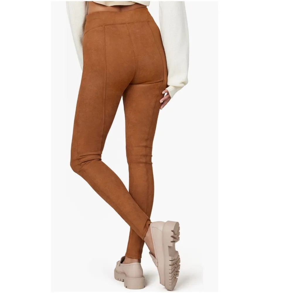 SPANX High‎ Waist Faux Suede Leggings Pants, Brown Rich Carmel, Medium 6/8, NWT - Image 4