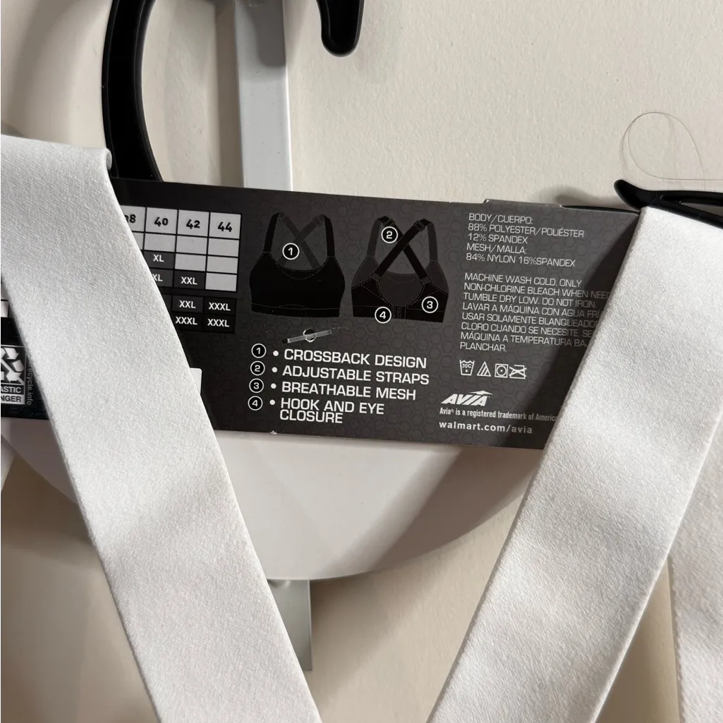 Avia White Cross Back Sports Bra - Image 4