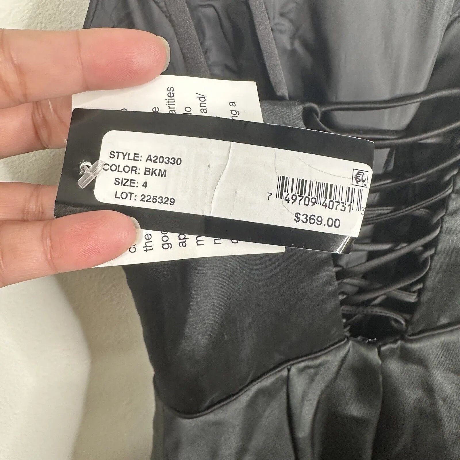 NEW Betsy & Adam Womens Size 4 Black Lace up Satin Floral Long Gown Dress A20330 - Image 10