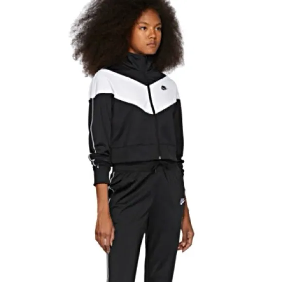 Nike  Cropped Track Jacket, Black & White - Image 3