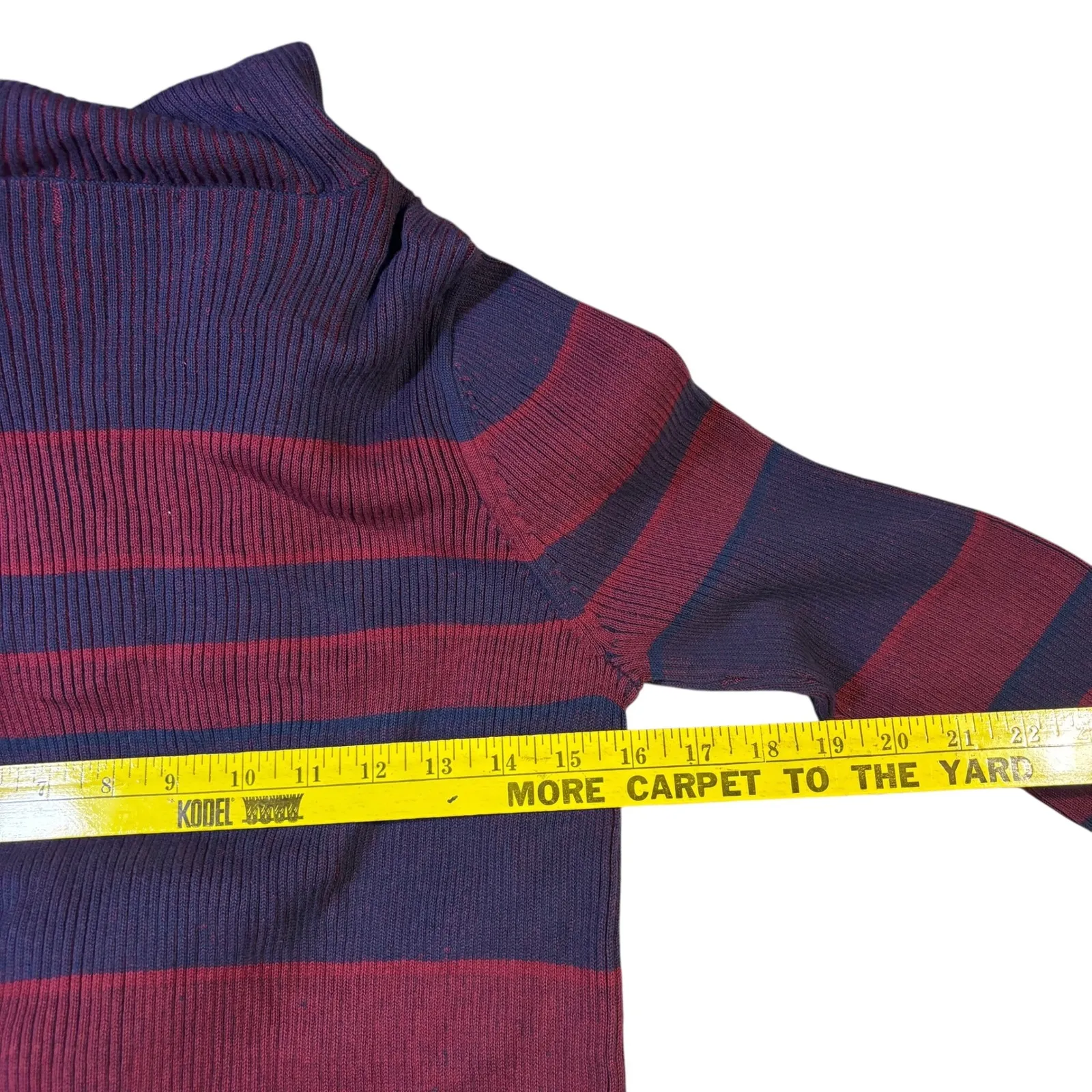 Just Fab Women's XL Striped Turtleneck Sweater Dress Burgundy Navy Long Sleeve - Image 8