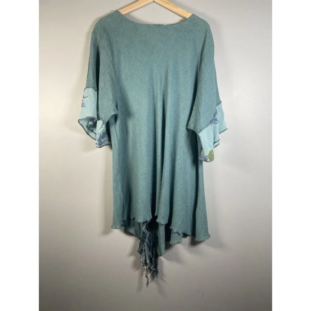 Spencer Alexis Gauzy‎ Green Tunic Top Embroidered Size 2X Fairy Lace Lagenlook - Image 7