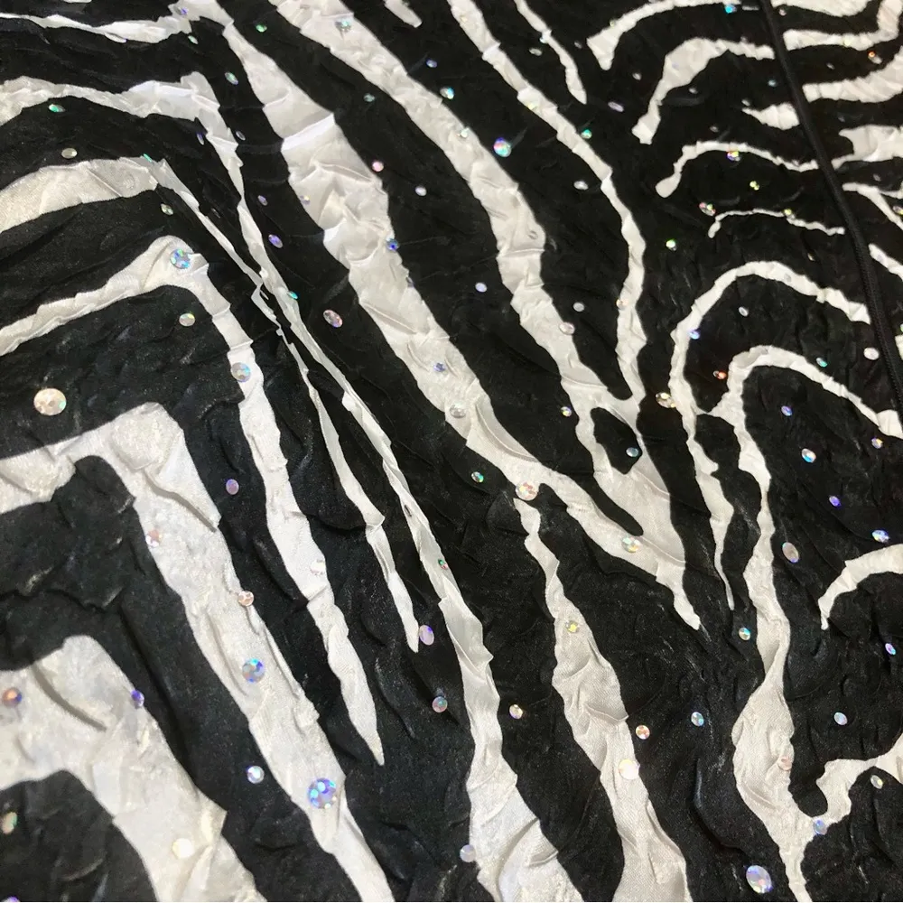 Vintage 80s  Zebra Animal Print Blazer Striped Iridescent Sequins sz10 - Image 5