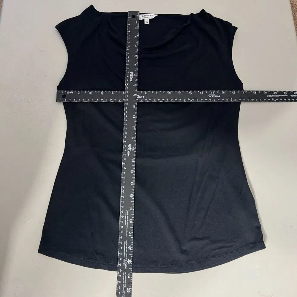 L.K. Bennett Blouse Top Women Medium Black Cowl Neck Sleeveless Lightweight Knit - Image 2