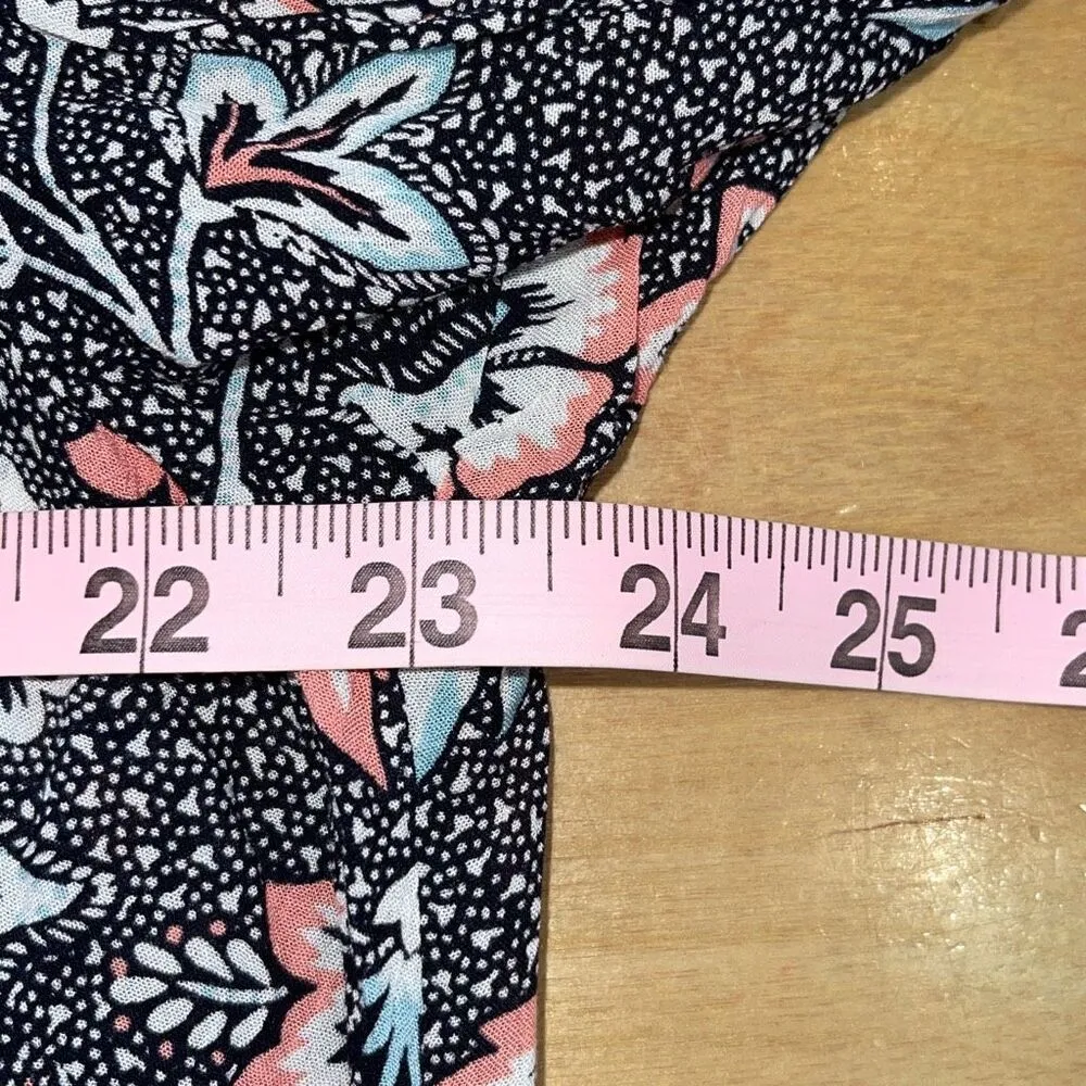 J. Jill Womens Marvelflor Floral Long Sleeve Tunic Button Up Shirt Multicolor XL Black - Image 6