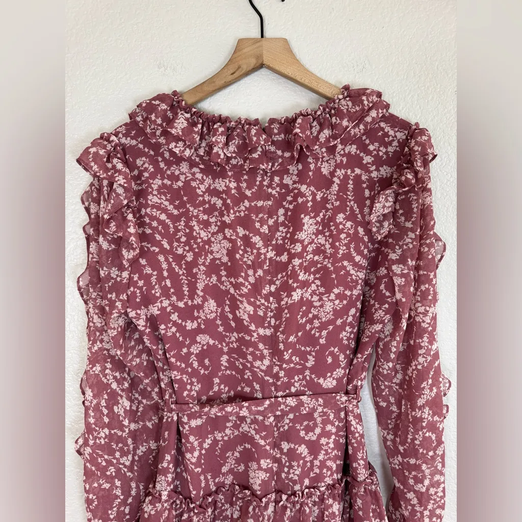 Bardot Alessia Floral Frill Mini Dress in Dusty Pink Ditsy Floral US 10 Large - Image 10