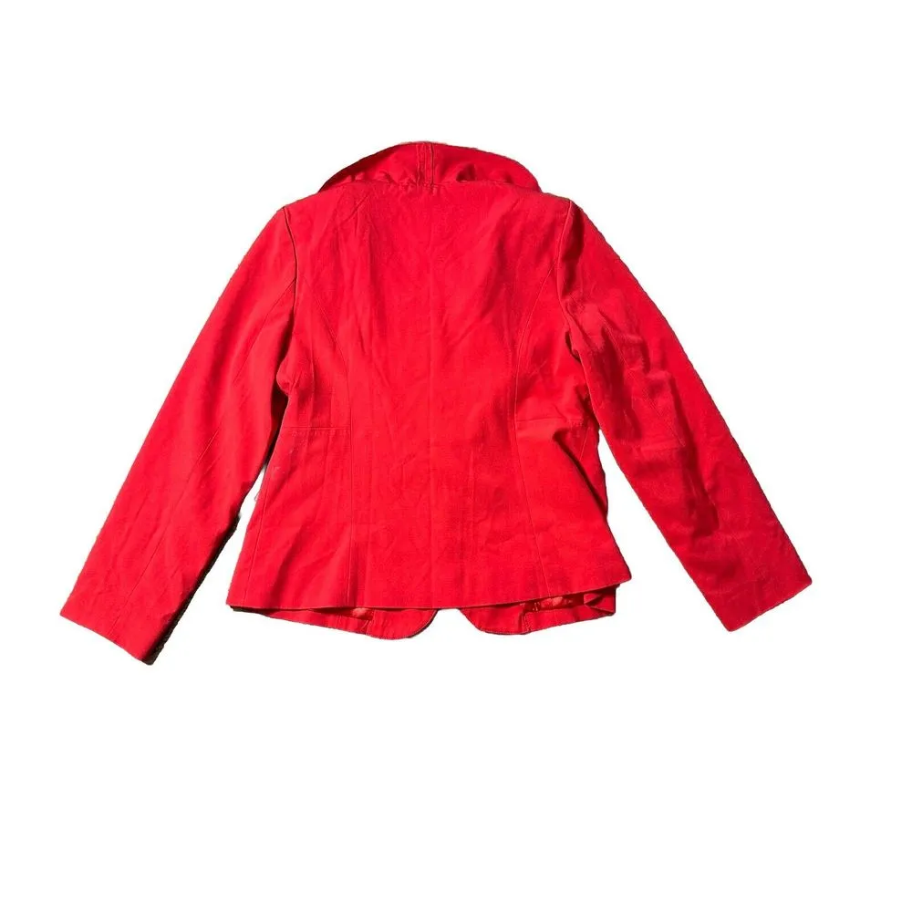 Women's Monroe and Maine Red Ruffle Collar Blazer ‎ Size 10 - Image 3