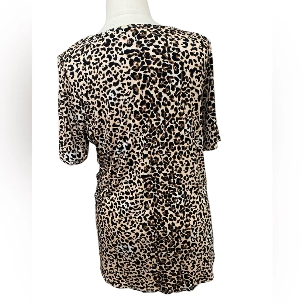 Maurice’s 24/7 Short Sleeve Soft Knit Leopard print pull on tunic t shirt - Image 3