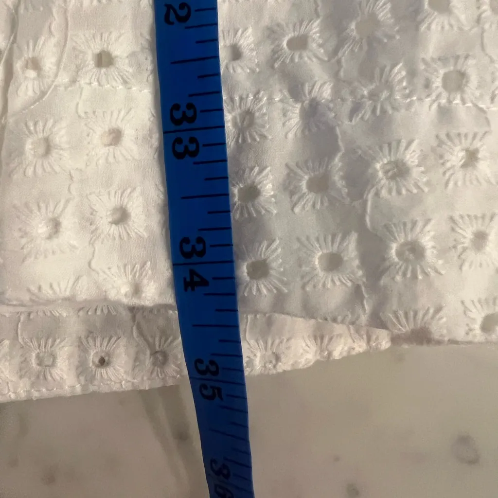 Draper James RSVP Eyelet XS White Textured Puff Sleeve Dress Tie Waist NWOT - Image 9