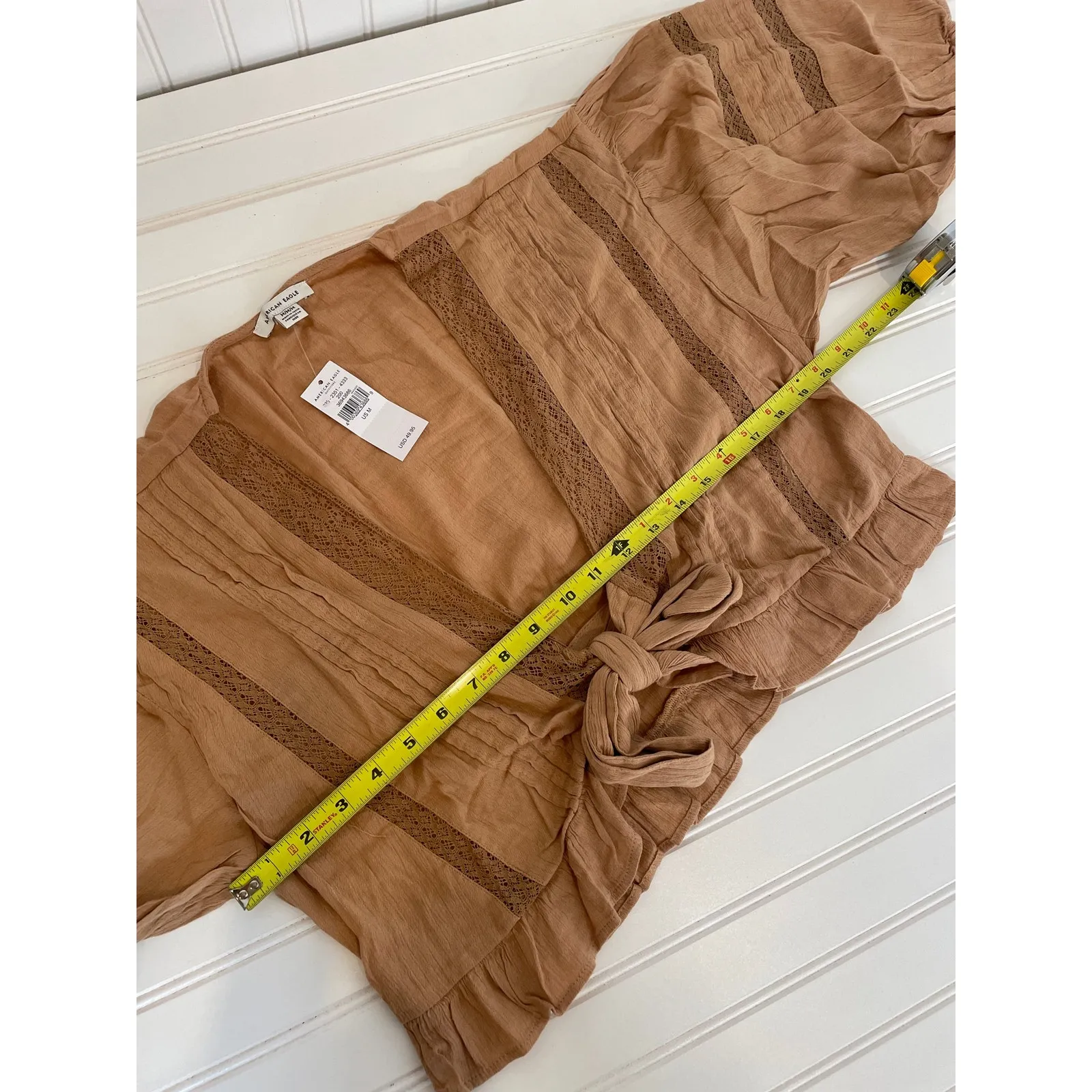 NWT American Eagle Tie Front Cropped Top & Green Denim Skort Bundle Size M 8 - Image 4