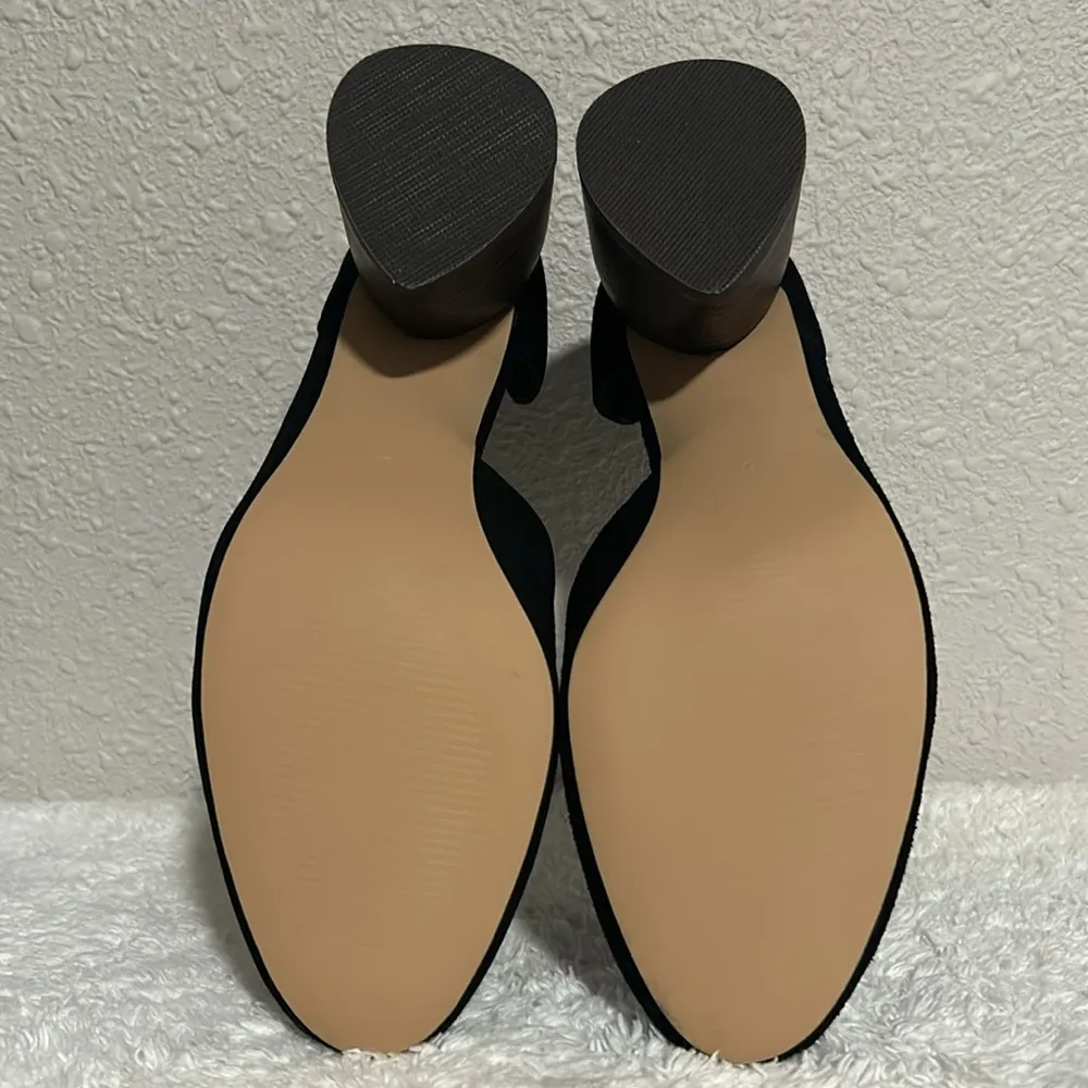 Sbicca Vintage Collection Size 6 Black Leather Volin Stacked Heel D’Orsay Mule - Image 4