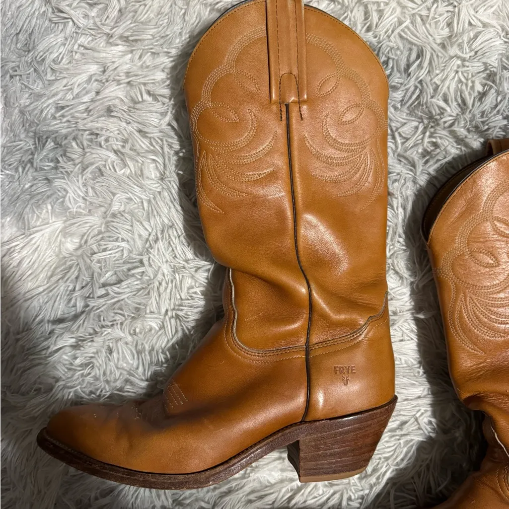 Vintage Frye Leather Cowboy Boots - Image 3