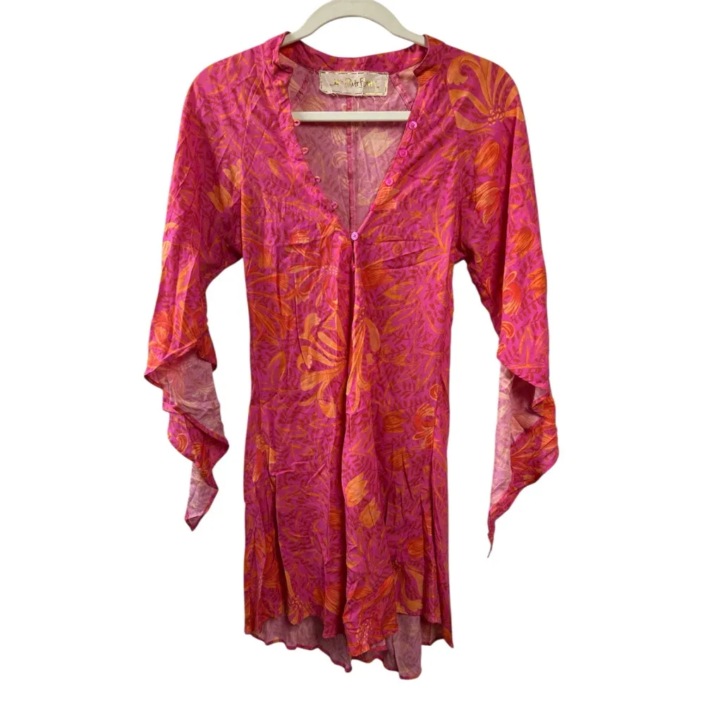 Jen's Pirate Booty Garden Party Hyacinth Mini Dress Size X-Small Pink & Orange - Image 2