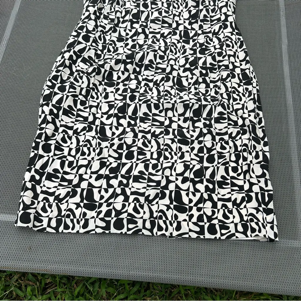 Vintage Maggie London‎ silk retro dress size 14 black white classy work quirky - Image 4