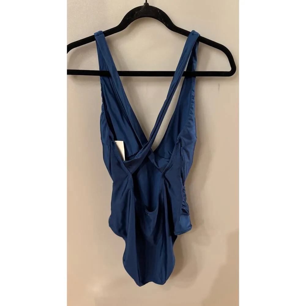 L'AGENCE Lisa Plunge One-Piece Swimsuit COLOR: MONACO BLUE size large (new) - Image 5
