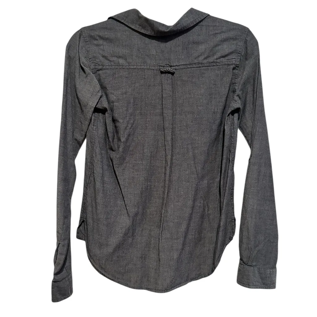 OBEY PROPAGANDA GRAY HALF BUTTON COLLAR LONG SLEEVE SHIRT TOP XS - Image 3