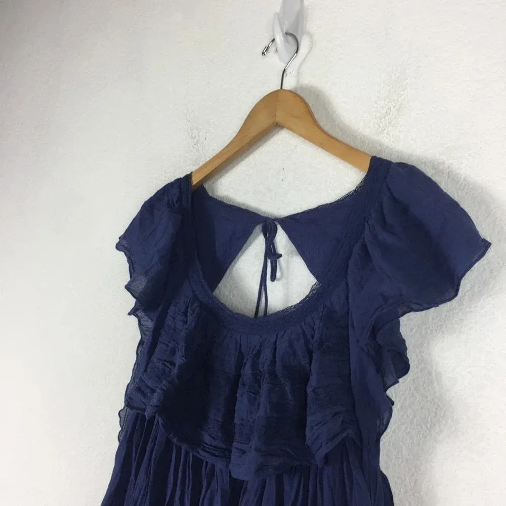 Free People Hailey Blue Oversized Ruffle Gauzy Mini Dress Small - Image 8
