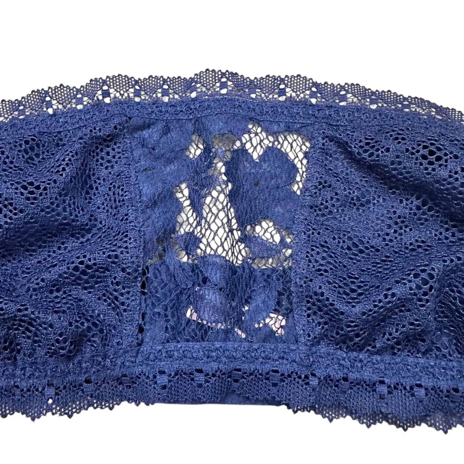 Victoria's Secret Navy Blue Sheer Lace-Inset Bandeau Bralette Size Medium - Image 2