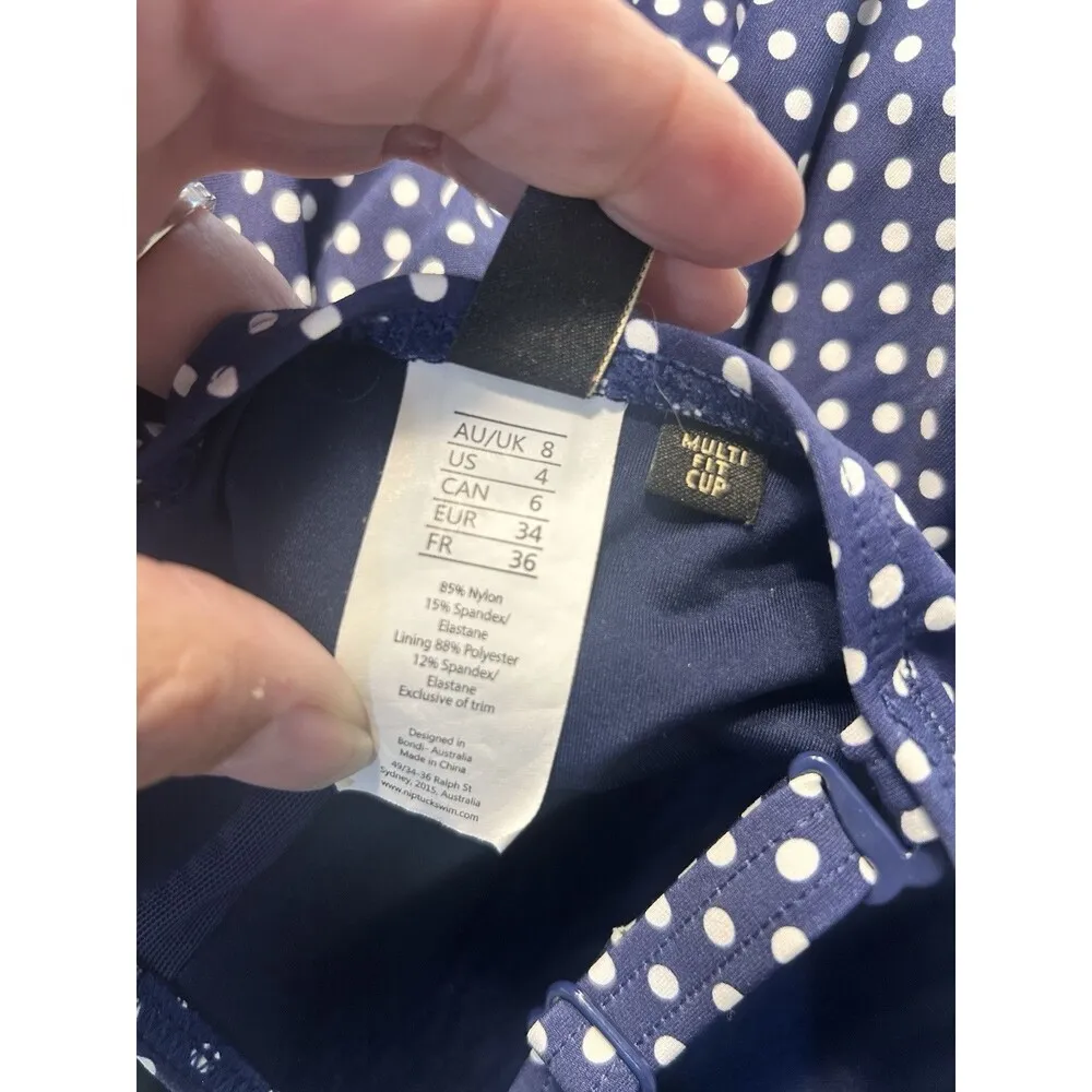 NipTuck Navy Blue And White Polka Dot Size 4 Bathing Suit Cruise Beach Retro - Image 6