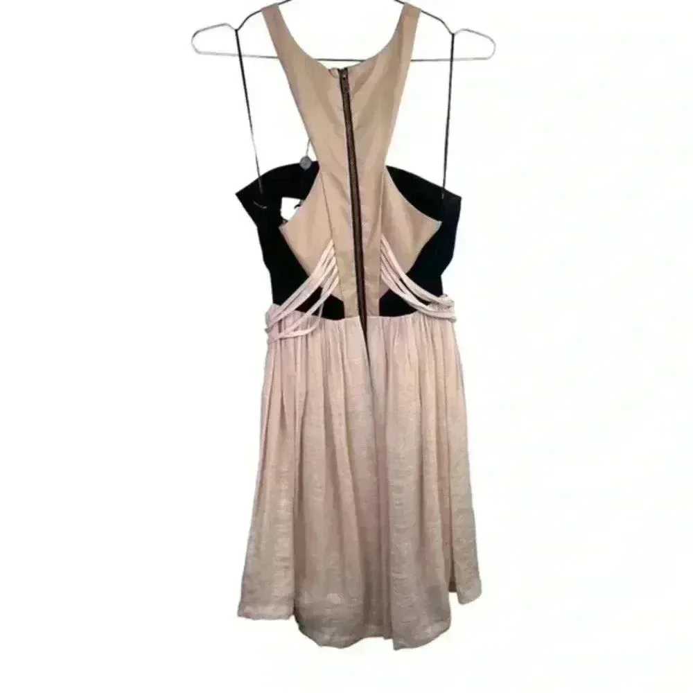 Bless'ed Are The Meek Black And Cream Status‎ Quo Cutout Mini Dress Size 2 - Image 3