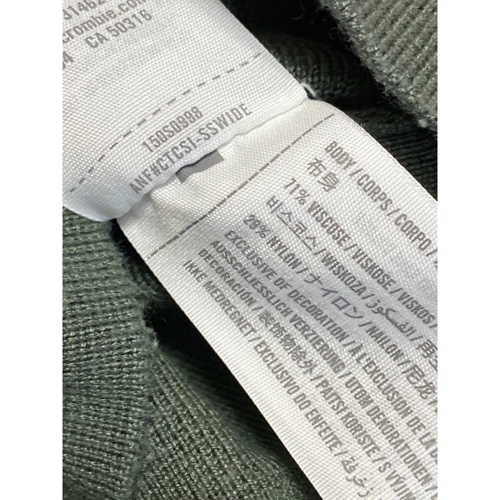 Abercrombie & Fitch Womens Green Knit Square Neck Long Sleeve Crop Sweater Top S - Image 4