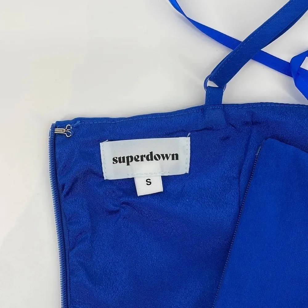 NWT superdown fabiana ruched spaghetti strap mini dress in blue size s - Image 7
