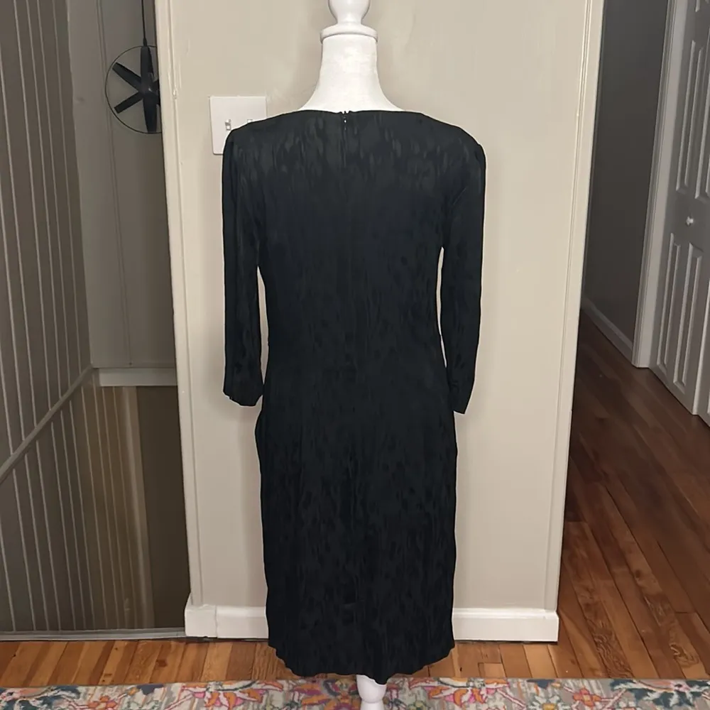 MM Lafleur Onyx Black Etsuko Rosette Satin Jacquard Dress Women's Size 8 Rare - Image 9