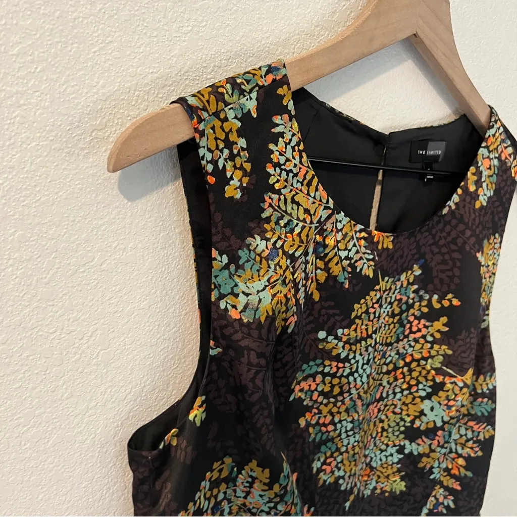 The Limited‎ Satin Floral Leaf Print Sleeveless Sheath Dress Size 8 - Image 7
