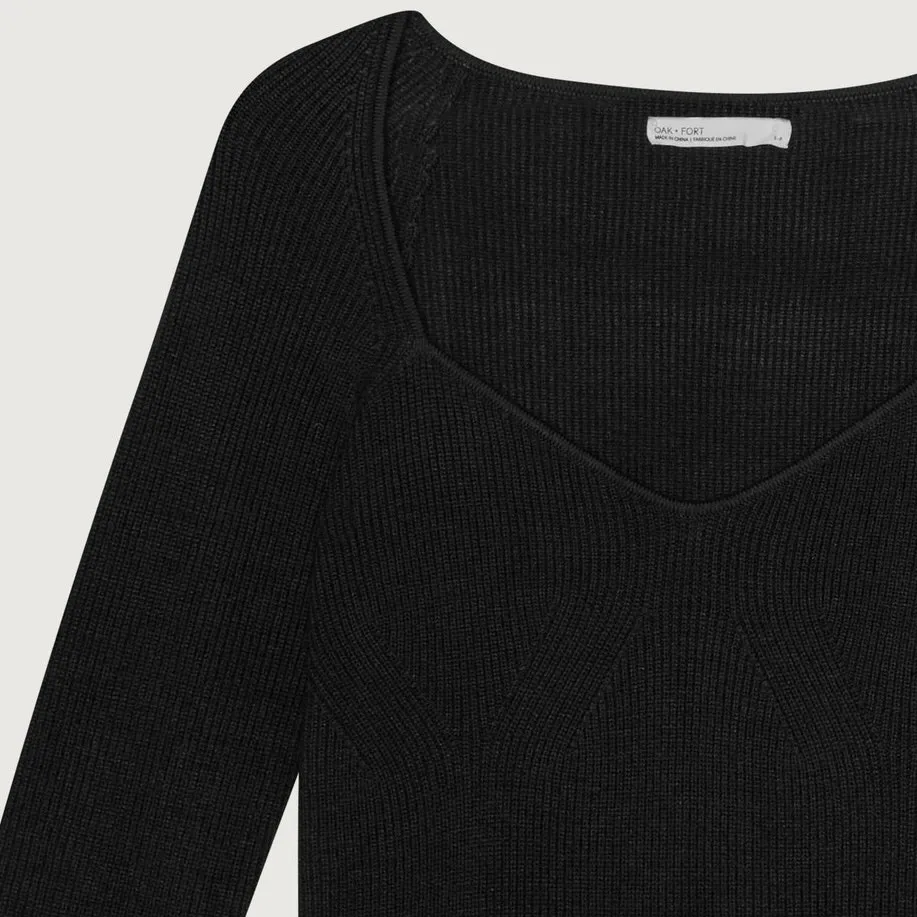 OAK + FORT SWEETHEART NECKLINE TOP Black Size M - Image 3