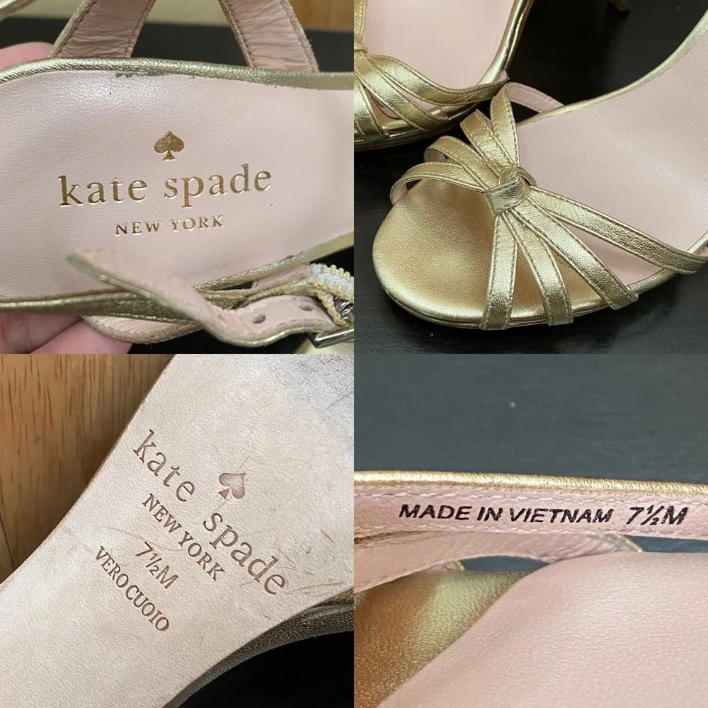 KATE SPADE NY “Florence” Gold Strappy Evening Dress Sandals High Heels Size 7.5 - Image 11