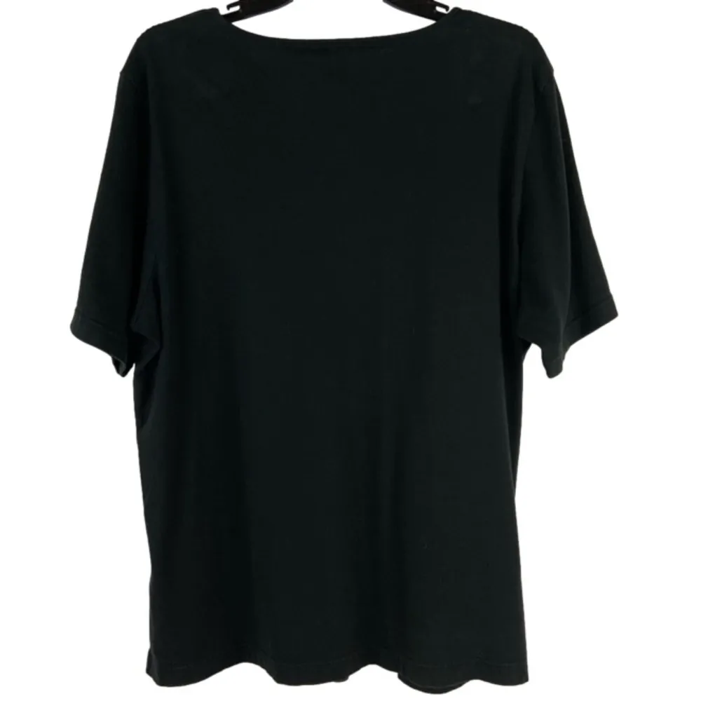 Bob Mackie Bon Mackie Wearable Art Embroidered Flower Bouquet Black Top Size Extra Large - Image 2