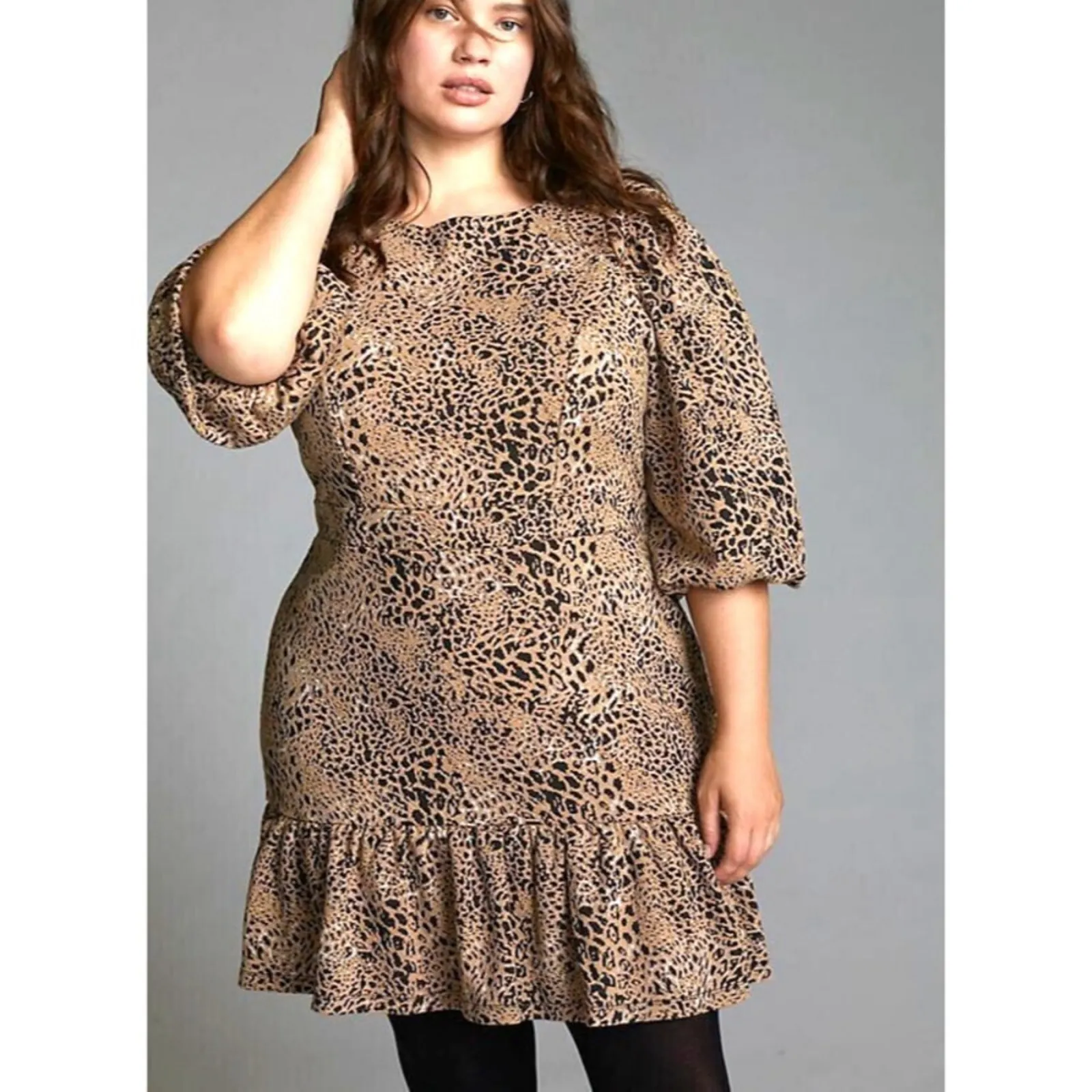 Anthropologie Maeve Animal Print Knit Cut-Out Mini Dress Leopard Tiered Size 6 - Image 3
