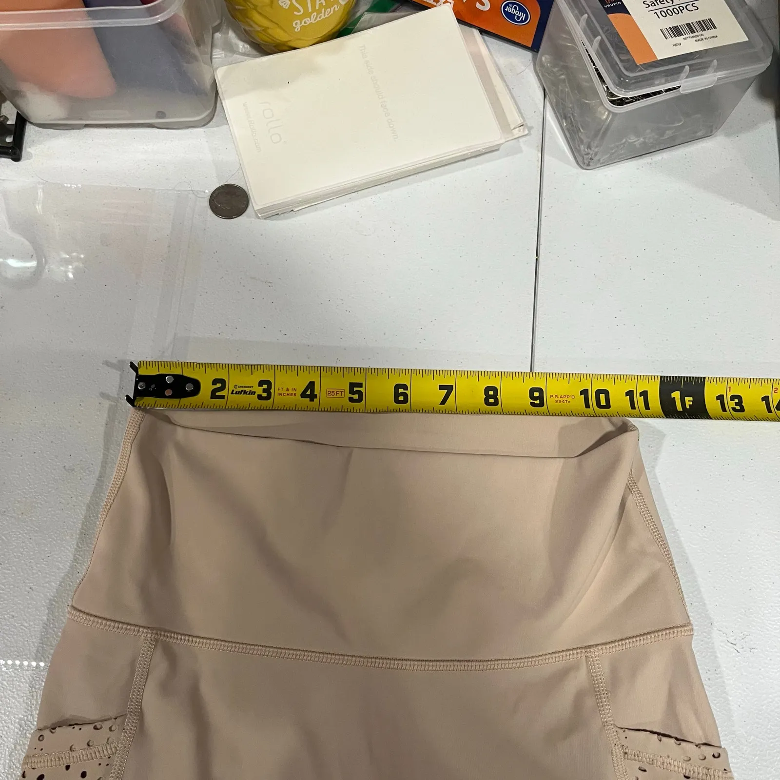 Aerie Tan Bike Shorts Floral Eyelet Cut Outs Pockets Womens Medium Lounge Gym - Image 5