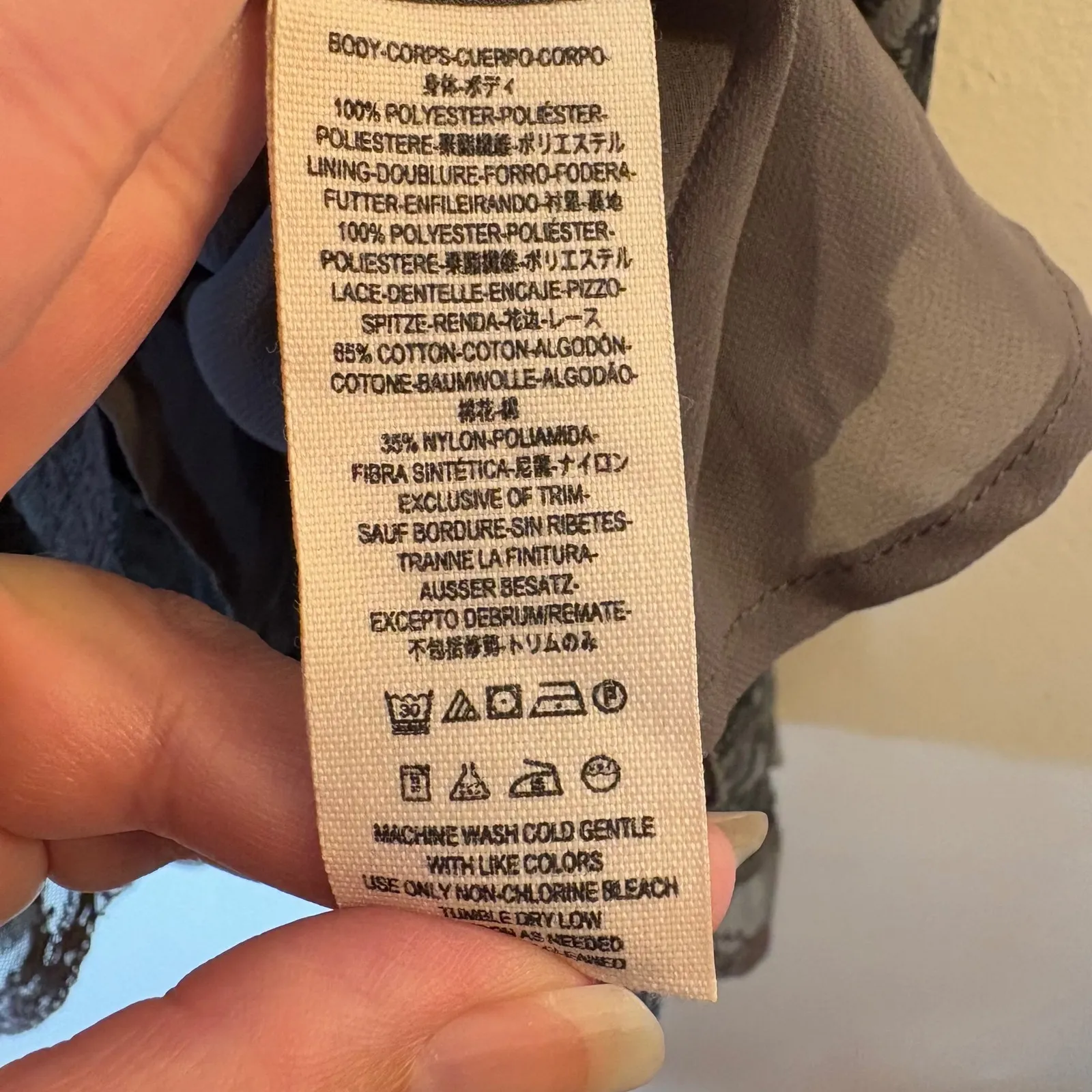 Free People‎ Trapeze Tank Top Lace Trimmed Gray Sleeveless Blouse Medium - Image 5