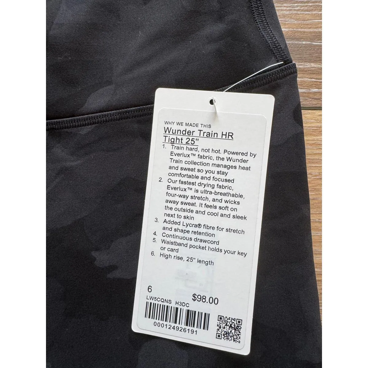 Lululemon Wunder Train High Rise 25” Heritage Camo Black Size 6 NWT - Image 4