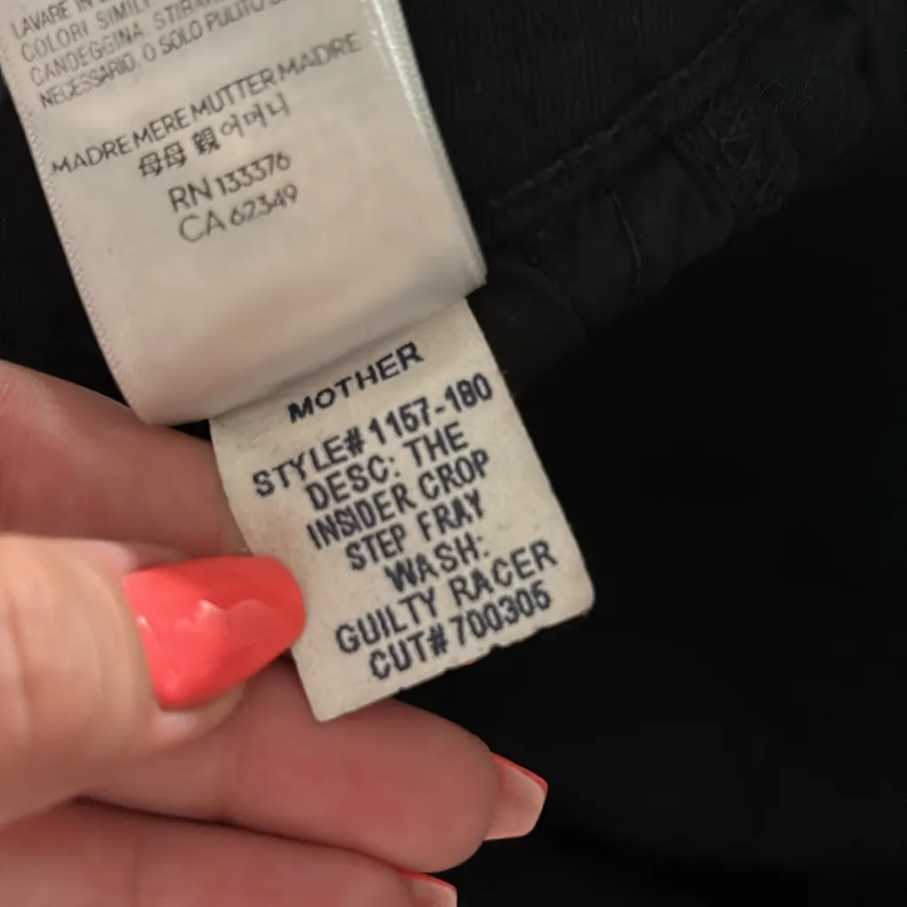 MOTHER Insider Crop Step Fray Black Tuxedo Stripe Jeans in Guilty Racer - Image 4