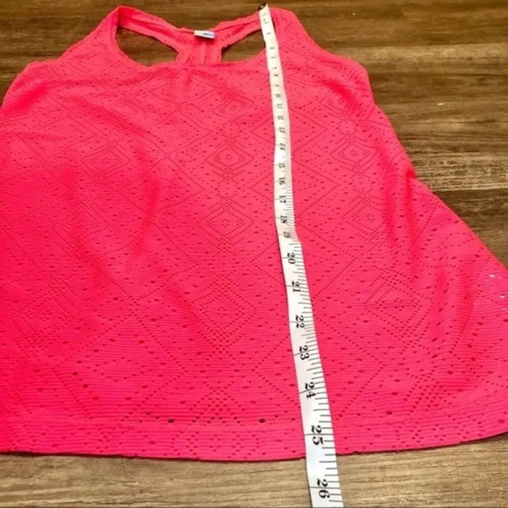 Old Navy Active Racerback Tank Top XS Extra Small Bright Coral Pink Oversized - Image 8