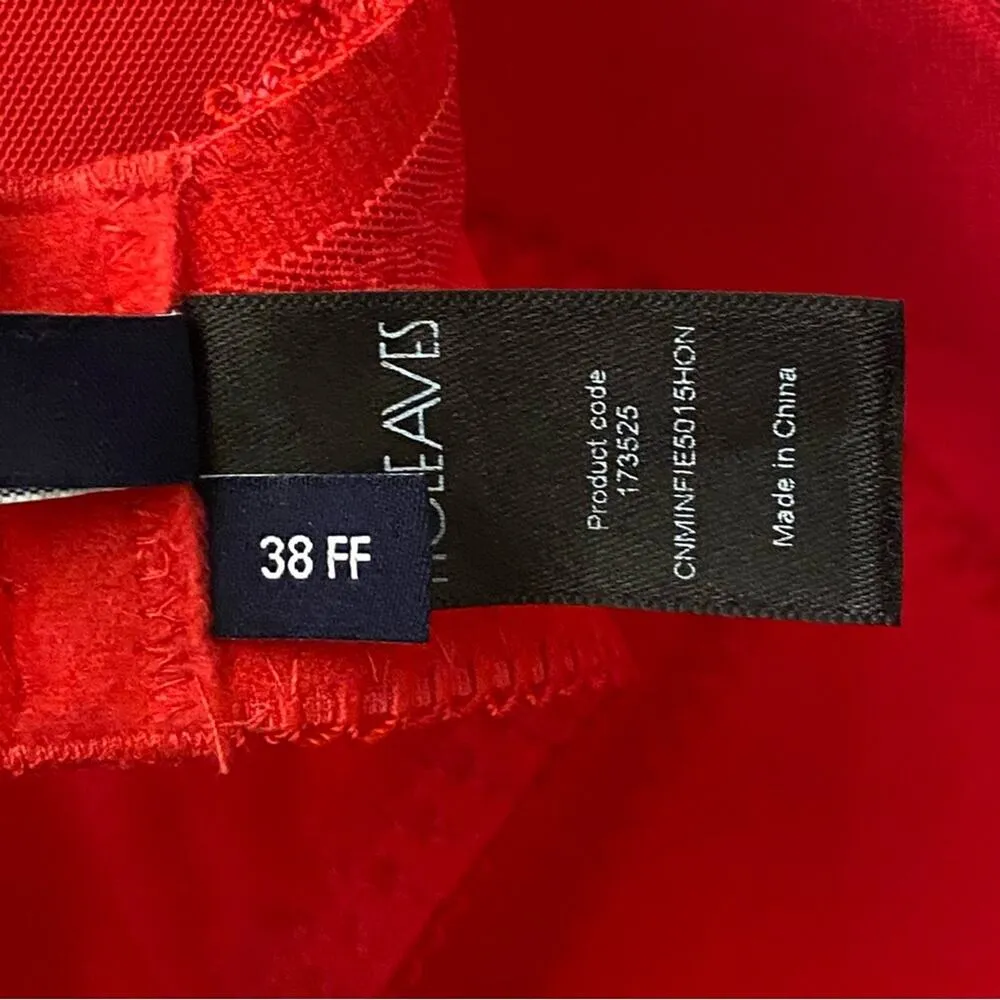 NEW Fig Leaves Juliette Lace Plunge Bra sz 38FF Red Underwire Bra - Image 5