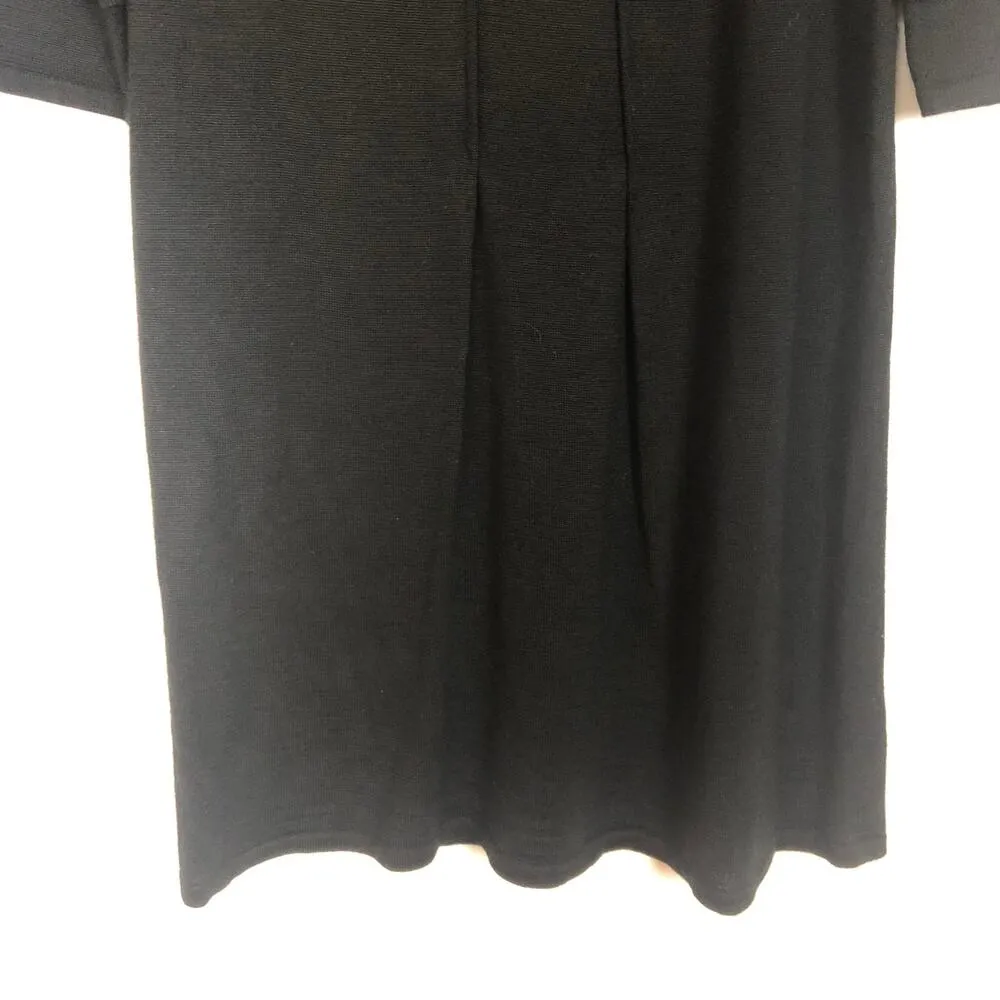 Tahari Sweater Dress Womens Medium Wool Blend Double Breasted Midi Old Money Black - Image 5