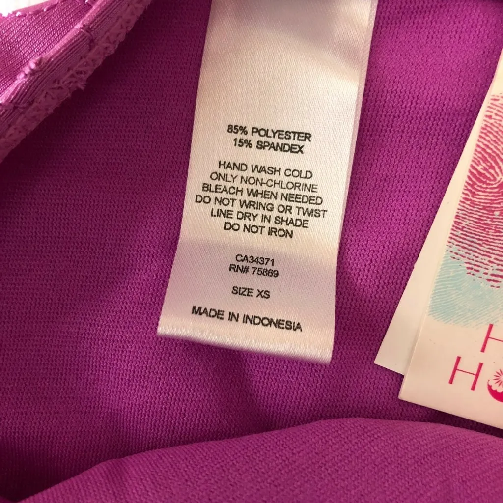 Hula Honey Womens Bikini Bottom Eyelet Hipster Ruched Purple Size XS - Image 4