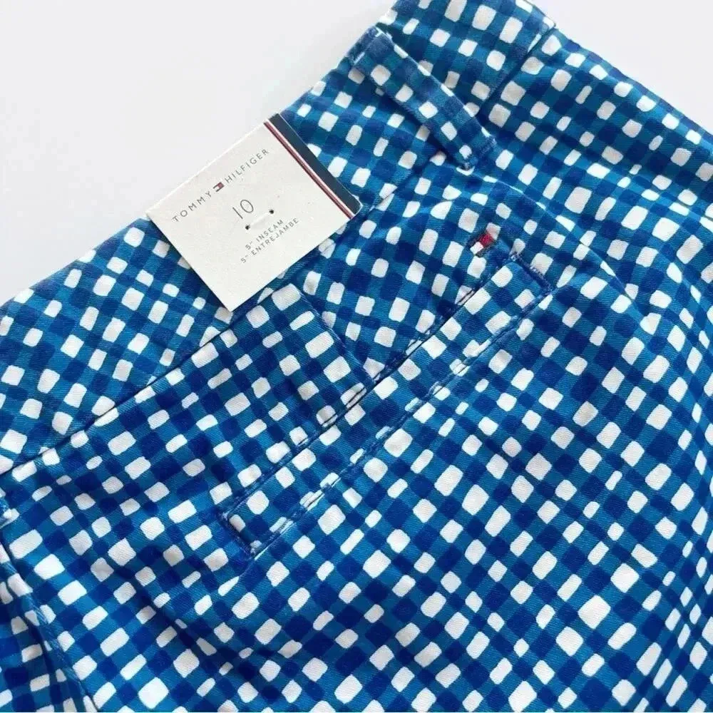 Tommy Hilfiger Chino Cotton Shorts Blue White Checker Print Size 10 NWT 5” - Image 5