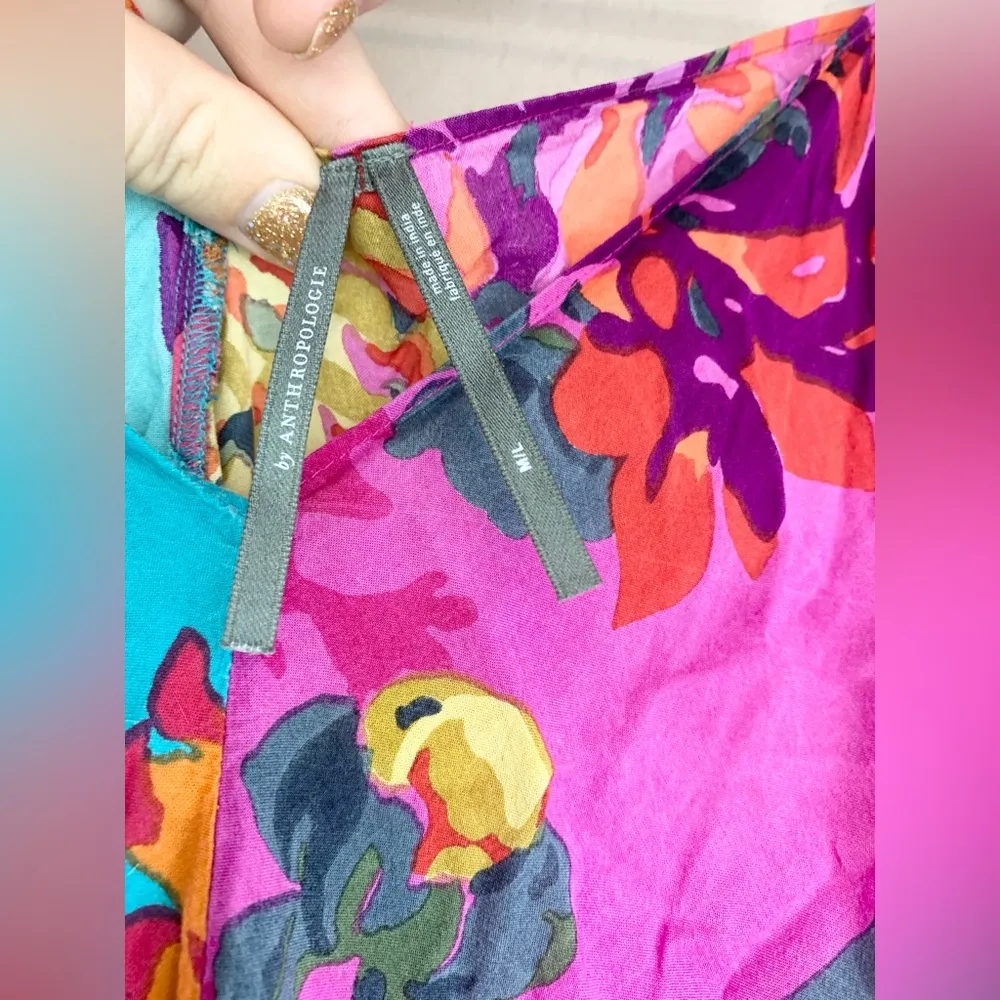 Anthropologie Floral Colorful Handkerchief Scarf Dress Size M/L - Image 13